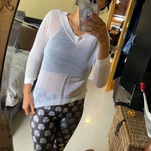 Curio Mesh White top w Vneck & Back Tie